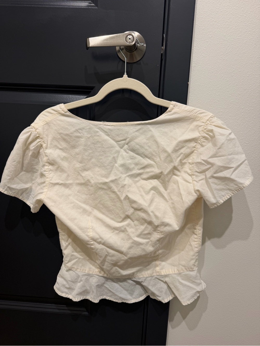 Brandy Melville Light Yellow Short-Sleeve Tie-Front Blouse - Picture 3 of 3